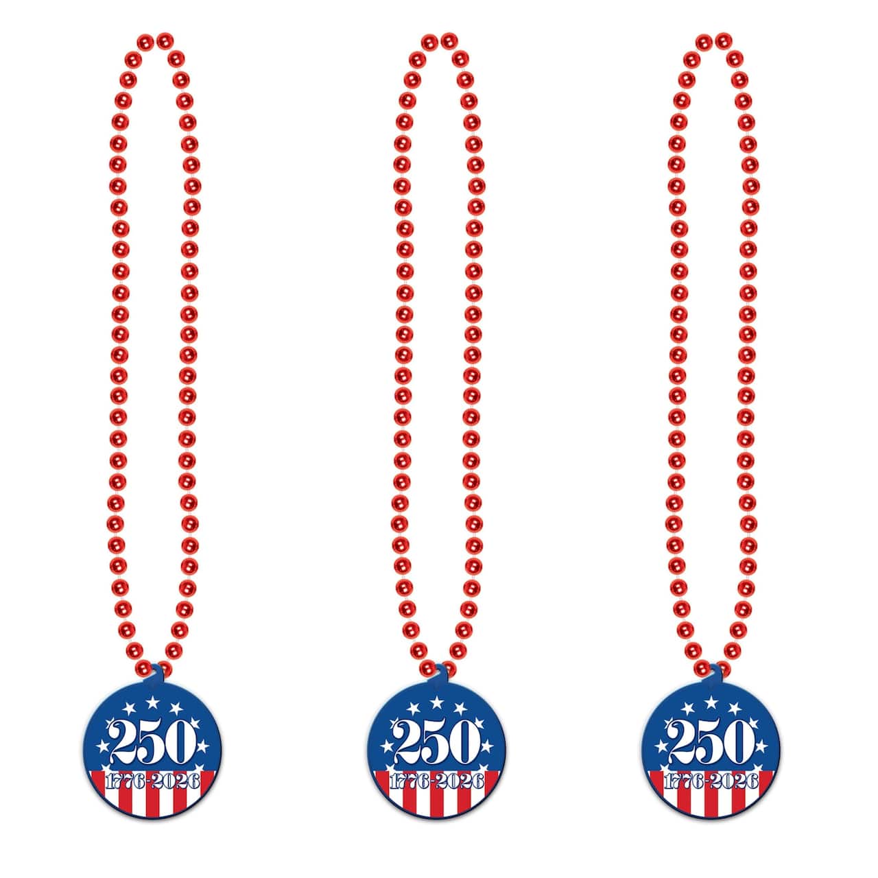 Beistle 33" Beads with Semiquincentennial Medallions, 3ct.